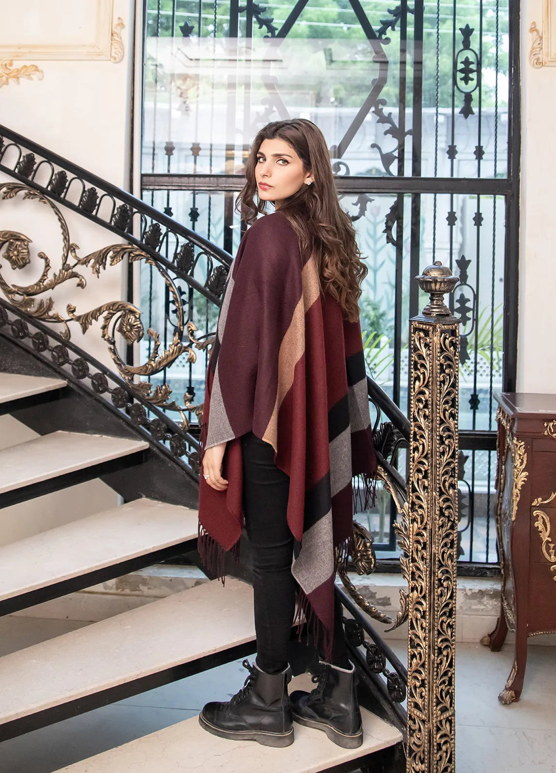 Manahils Polyester Luxury Cape Shawl 049