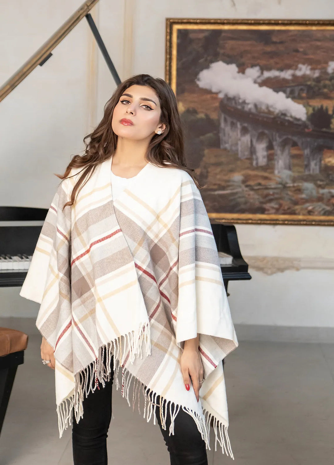 Manahils Polyester Luxury Cape Shawl 052