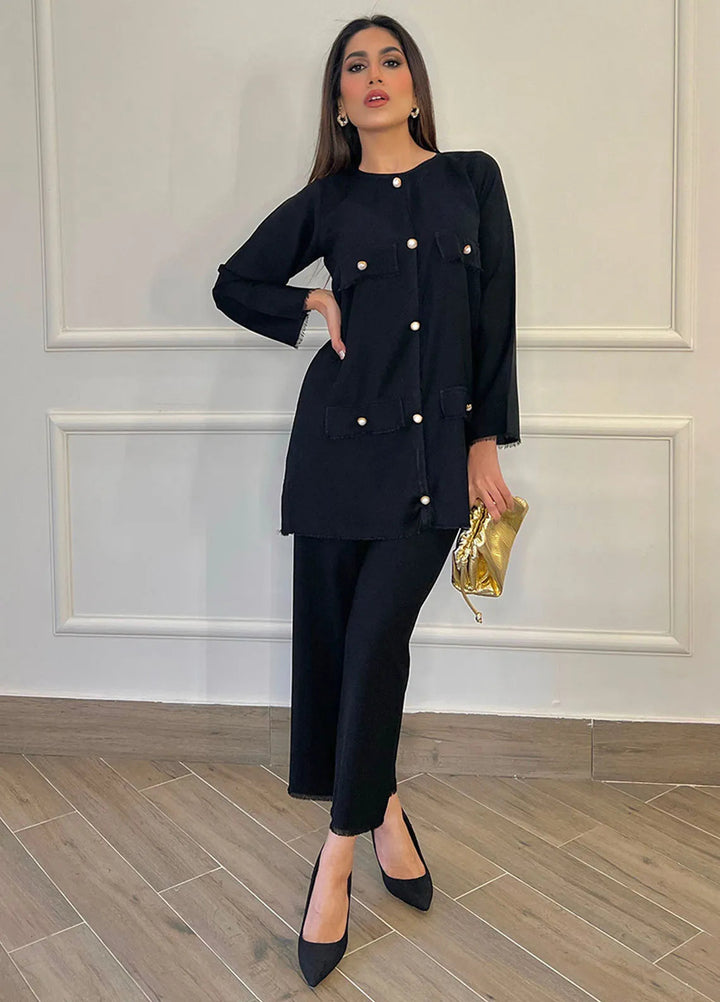 Manahils Pret Casual Georgette 2 Piece Suit Black Button