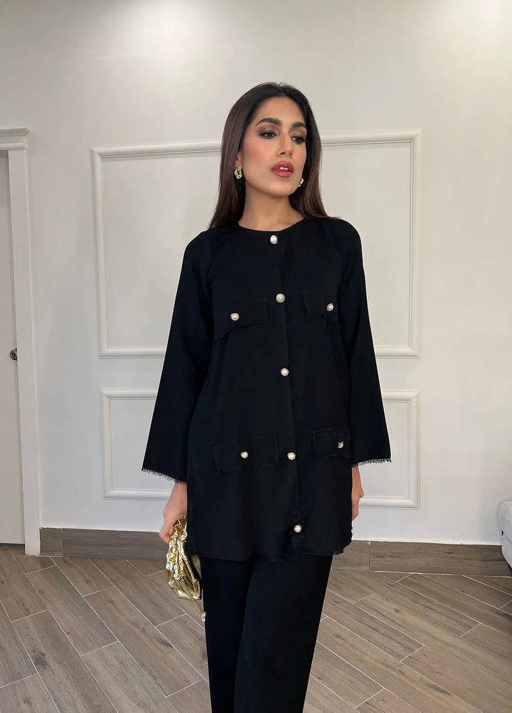 Manahils Pret Casual Georgette 2 Piece Suit Black Button
