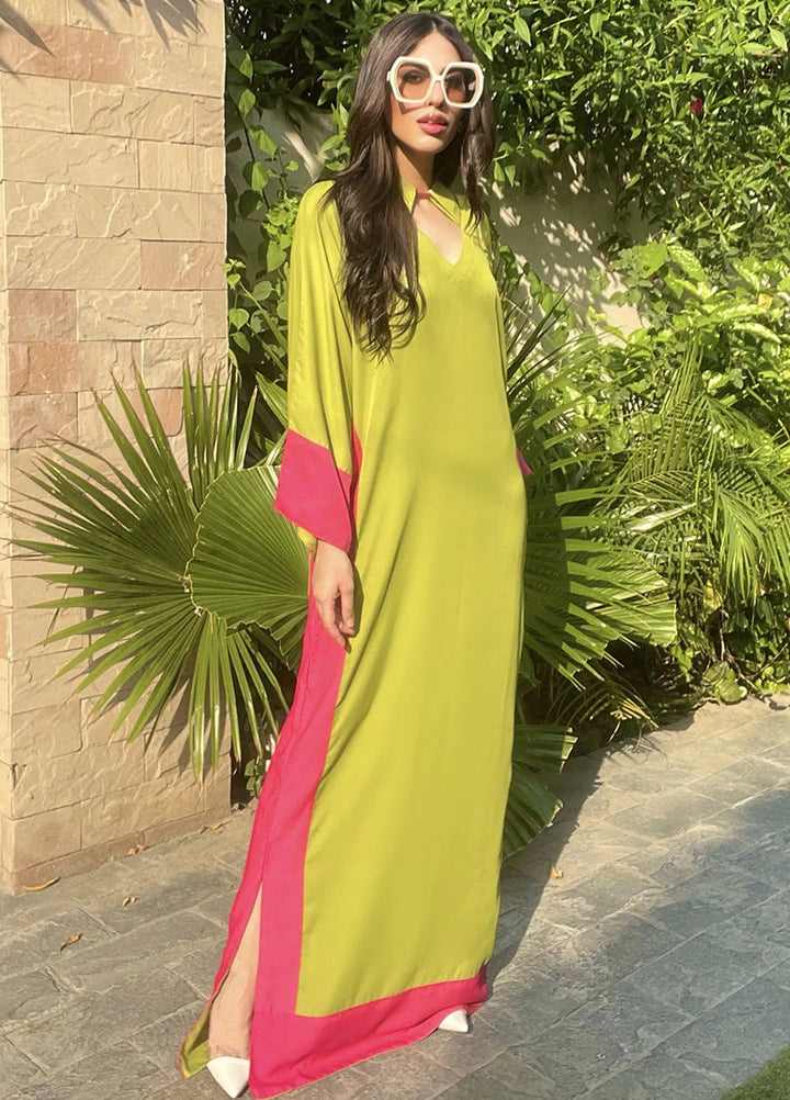 Manahils Pret Casual Georgette Kaftan Pop Of Pink