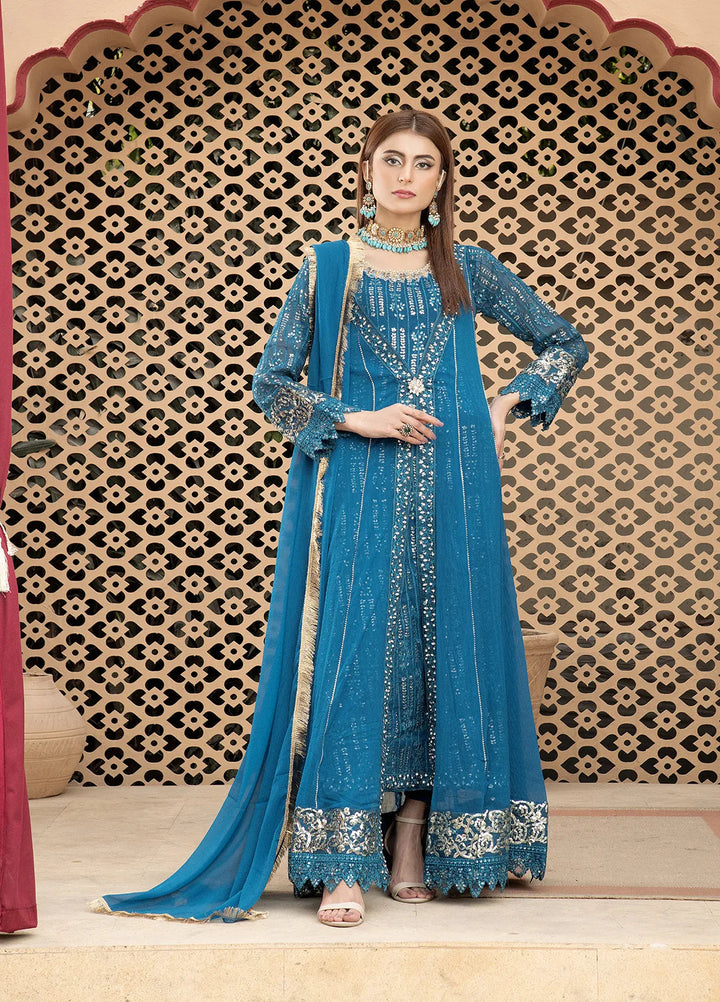 Manahils Pret Embroidered Chiffon 3 Piece Suit B-005-Zinc