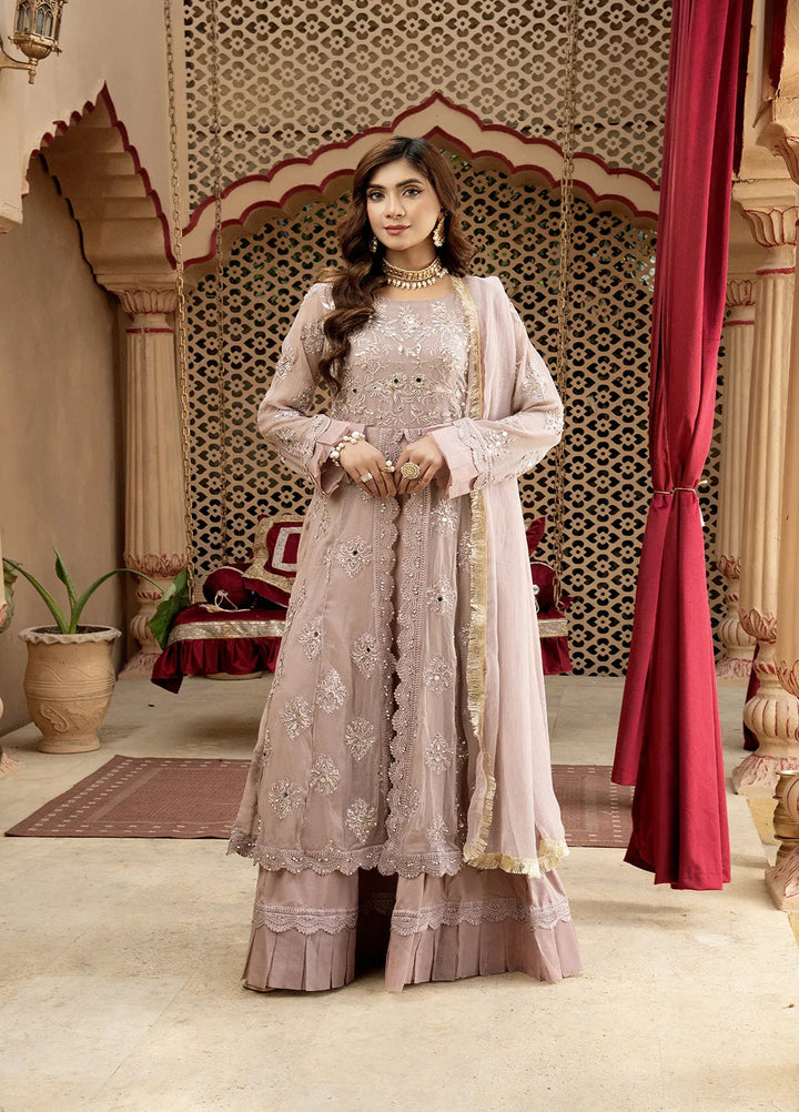Manahils Pret Embroidered Chiffon 3 Piece Suit B 006 Lilac