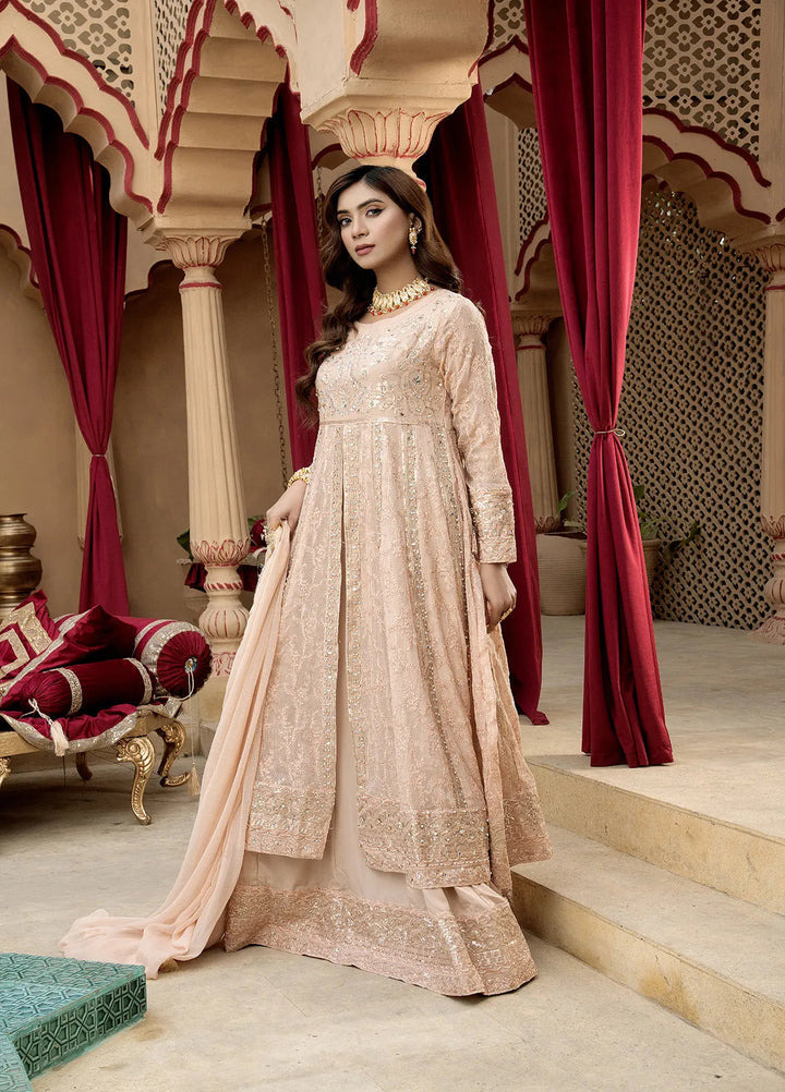 Manahils Pret Embroidered Chiffon 3 Piece Suit B-007-Peach