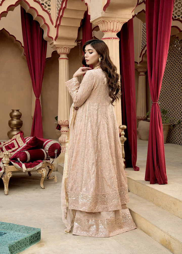 Manahils Pret Embroidered Chiffon 3 Piece Suit B-007-Peach