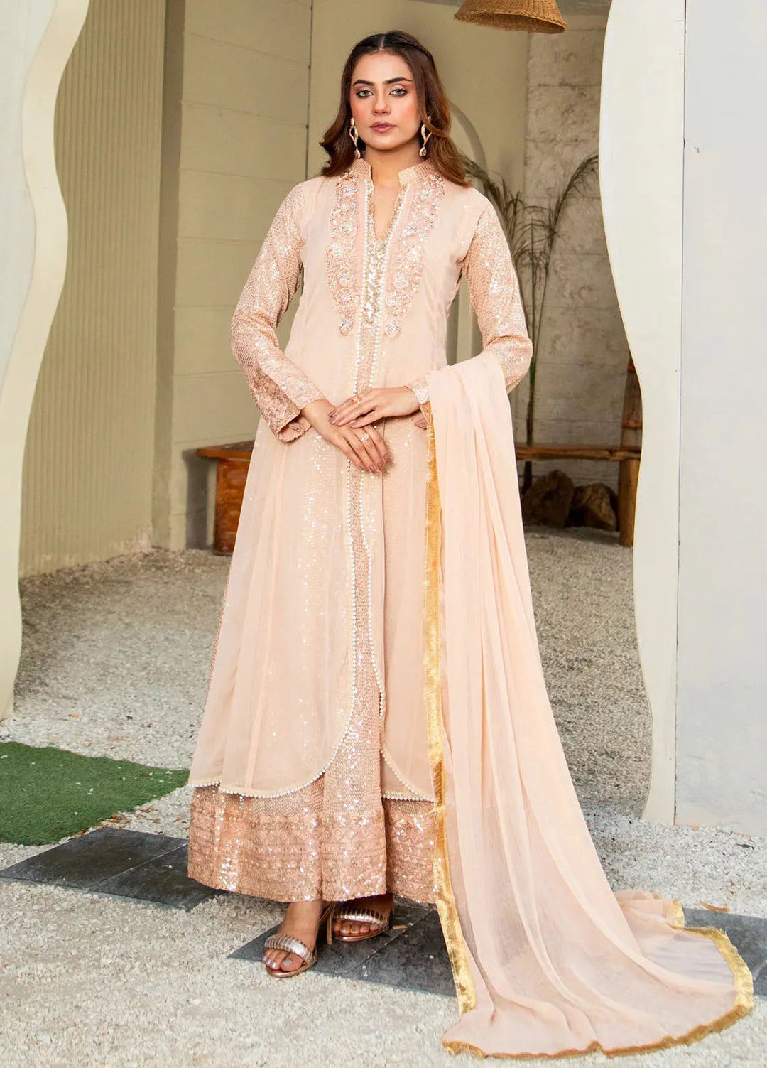 Manahils Pret Embroidered Chiffon 3 Piece Suit K-147
