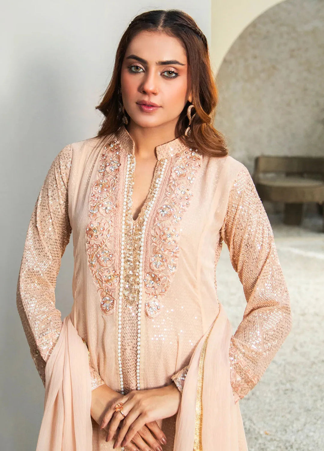 Manahils Pret Embroidered Chiffon 3 Piece Suit K-147
