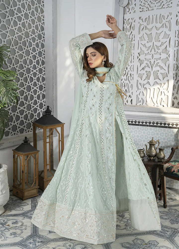 Manahils Pret Embroidered Chiffon 3 Piece Suit Kurti-099-Green