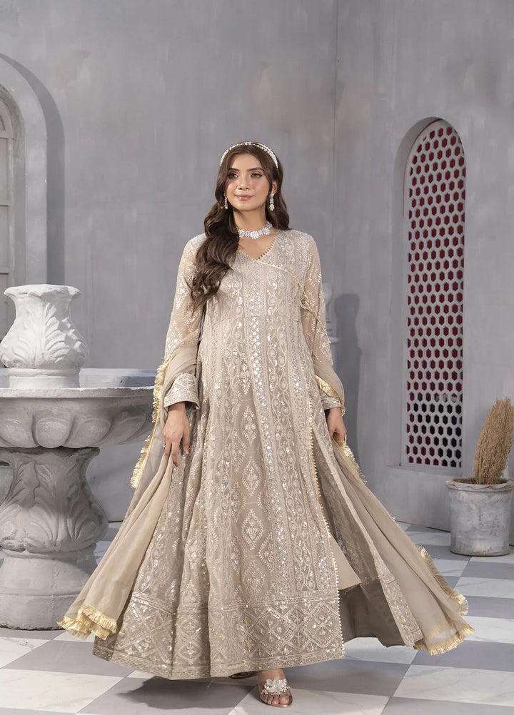 Manahils Pret Embroidered Chiffon 3 Piece Suit KURTI 099 Sand-Oasis