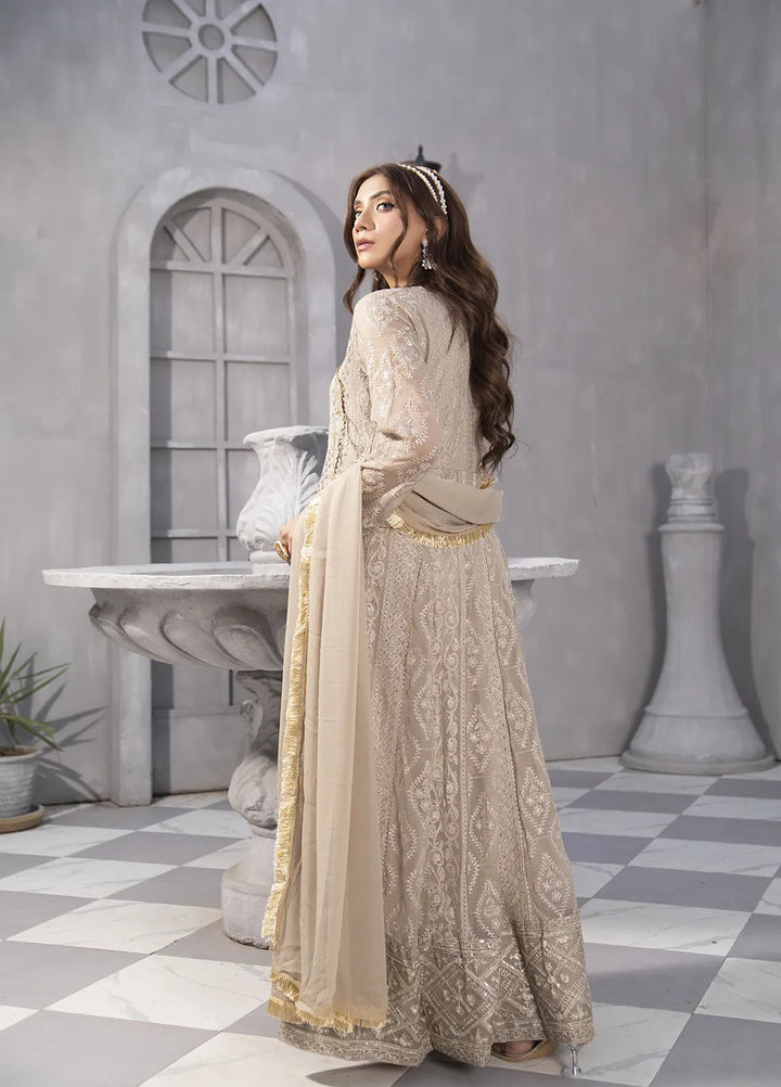 Manahils Pret Embroidered Chiffon 3 Piece Suit KURTI 099 Sand-Oasis