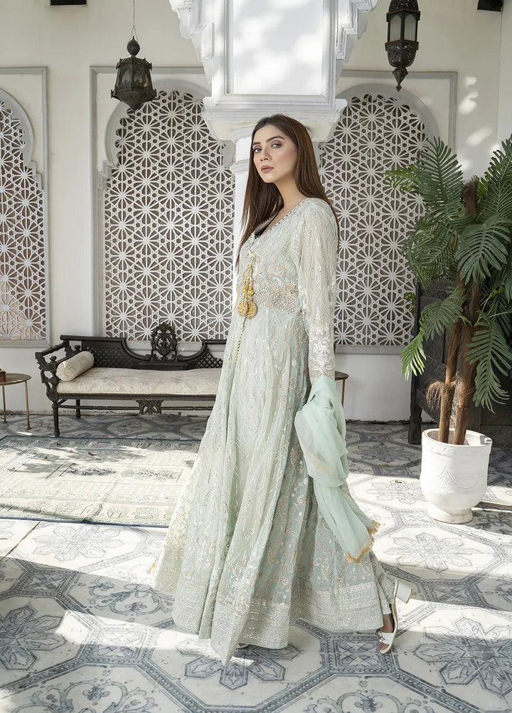 Manahils Pret Embroidered Chiffon 3 Piece Suit Kurti-105-Green