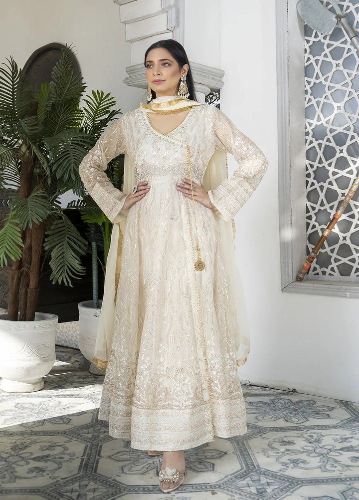 Manahils Pret Embroidered Chiffon 3 Piece Suit Kurti-105-White