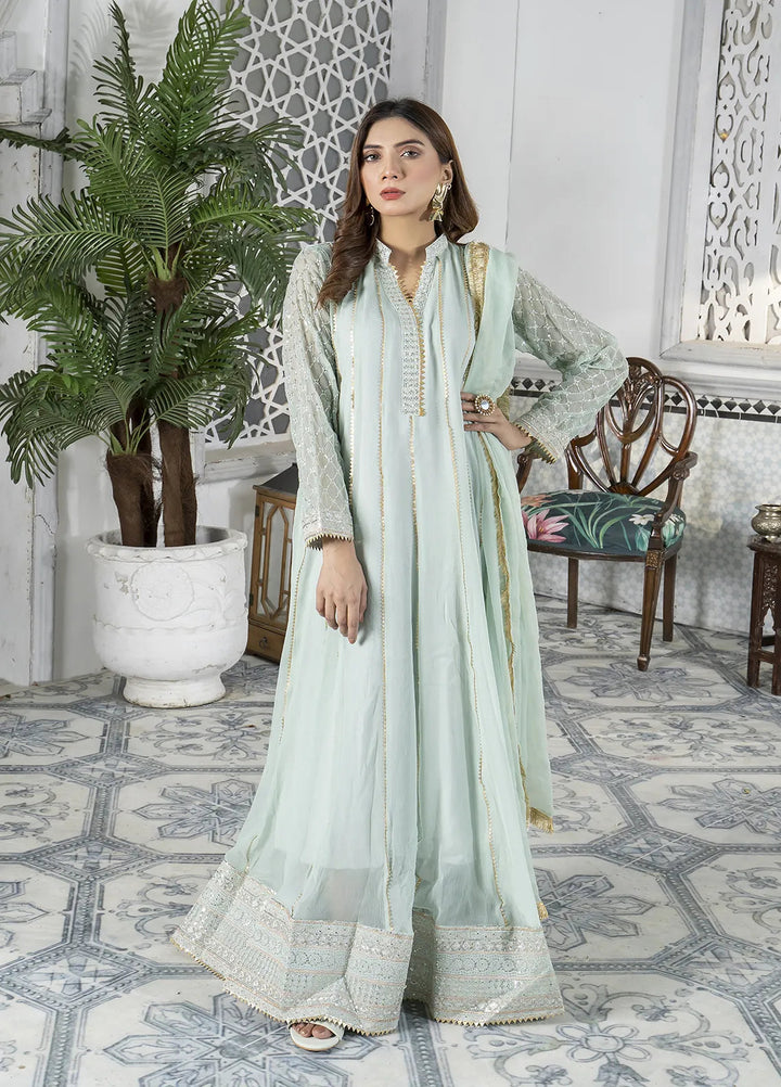 Manahils Pret Embroidered Chiffon 3 Piece Suit Kurti-106-Green