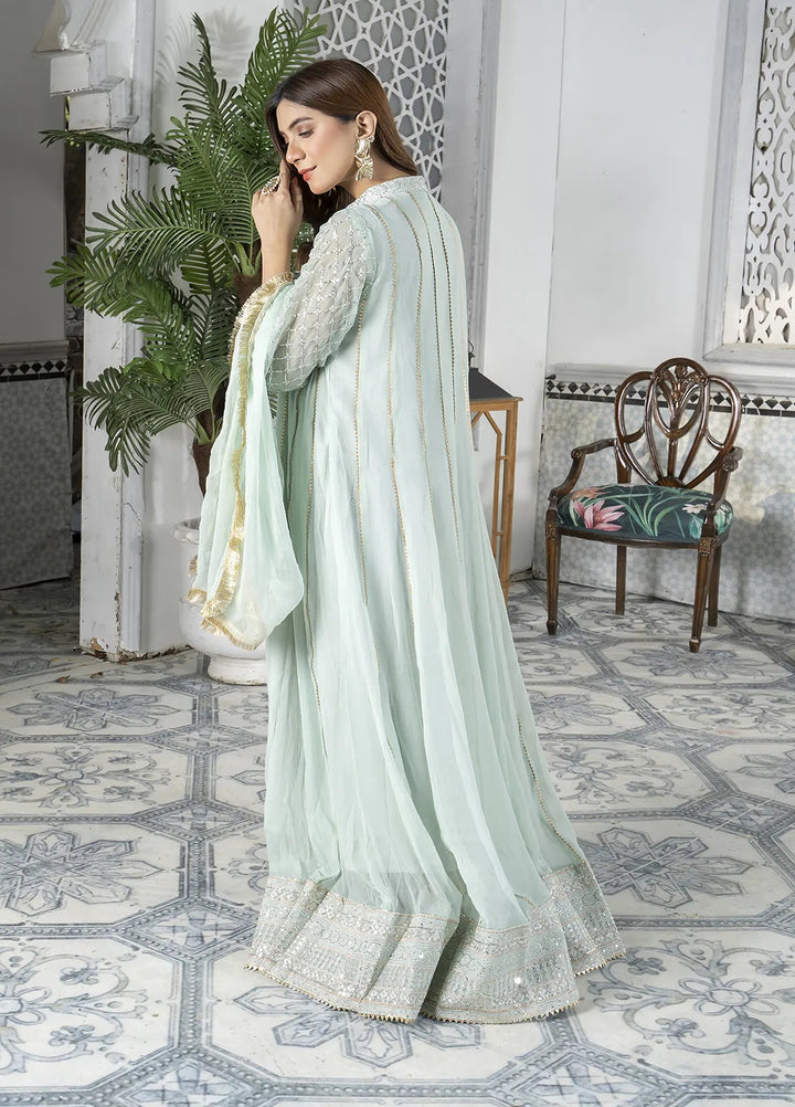 Manahils Pret Embroidered Chiffon 3 Piece Suit Kurti-106-Green