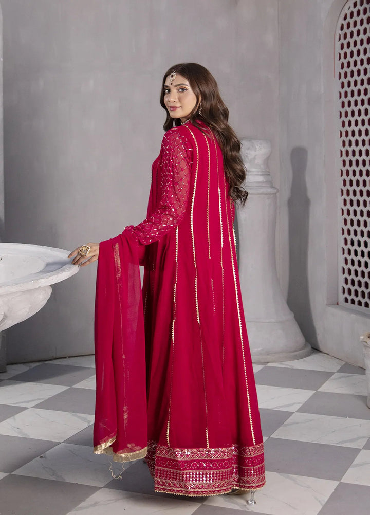 Manahils Pret Embroidered Chiffon 3 Piece Suit KURTI 106 Shocking Pink