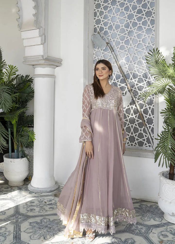 Manahils Pret Embroidered Chiffon 3 Piece Suit KURTI 108 Purple