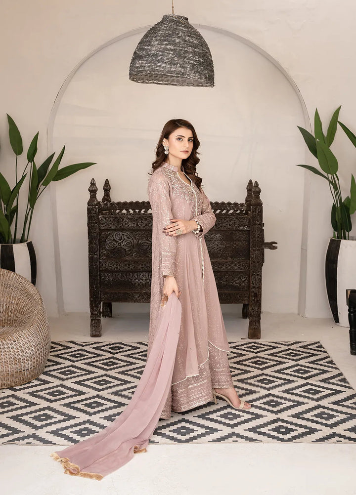 Manahils Pret Embroidered Chiffon 3 Piece Suit KURTI 125 Lilac