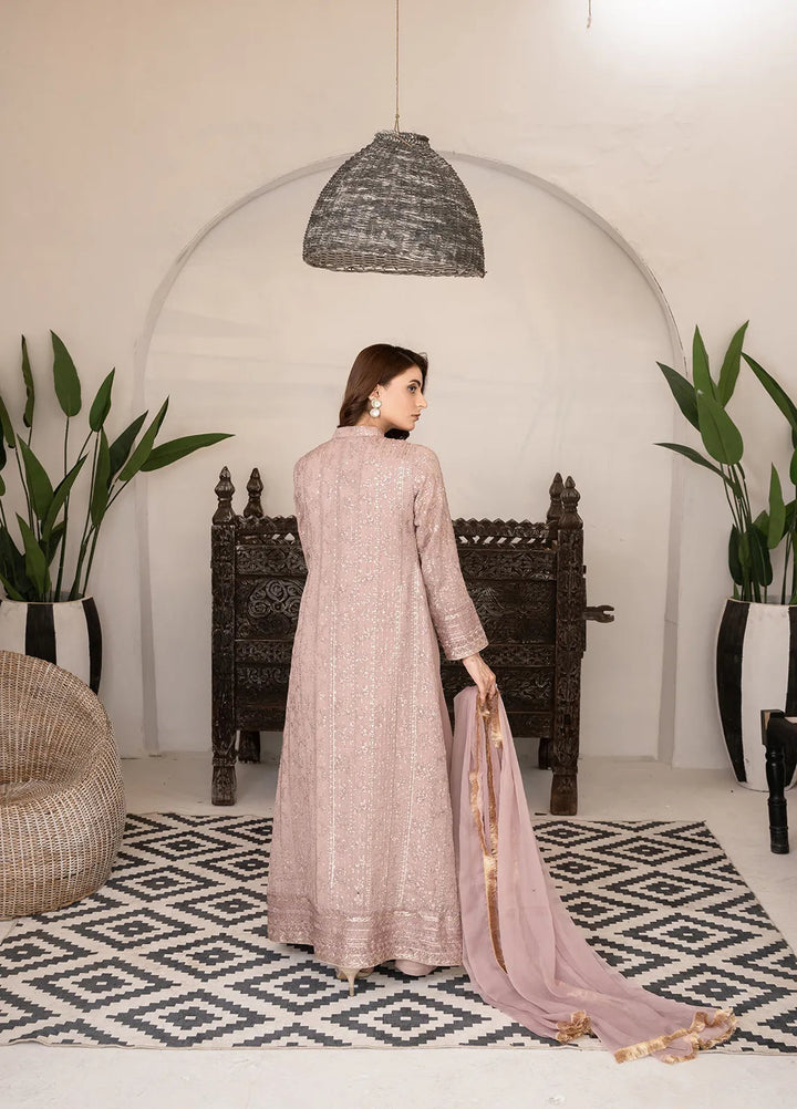 Manahils Pret Embroidered Chiffon 3 Piece Suit KURTI 125 Lilac
