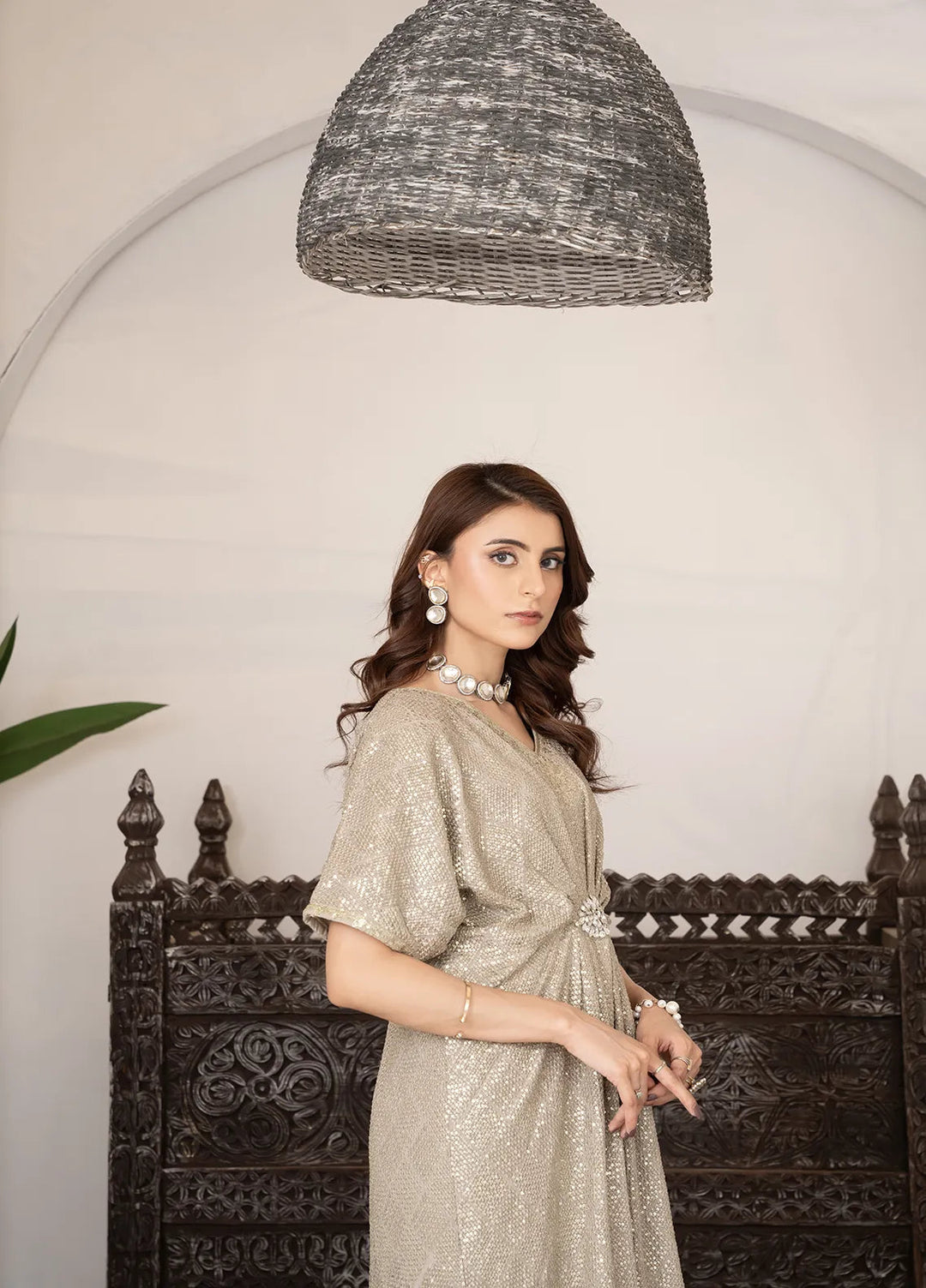 Manahils Pret Embroidered Chiffon 2 Piece Suit Wa 03-Beige