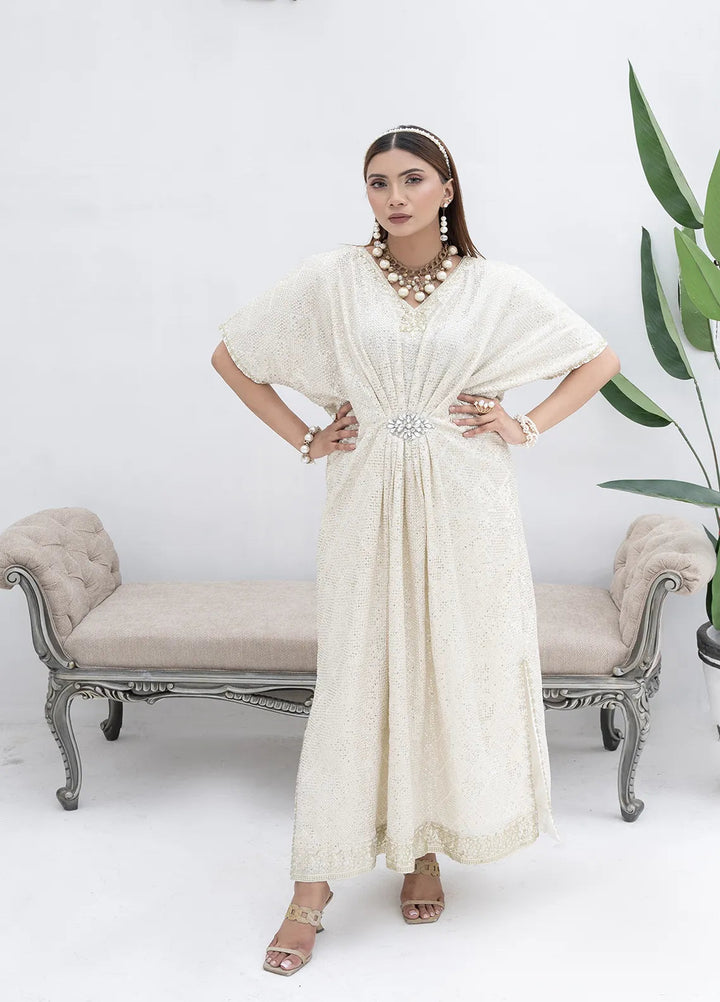 Manahils Pret Embroidered Chiffon 2 Piece Suit Wa 03-Off White