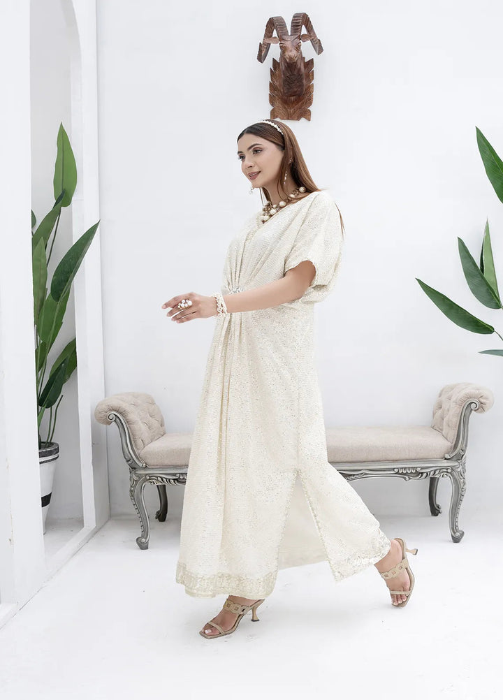 Manahils Pret Embroidered Chiffon 2 Piece Suit Wa 03-Off White