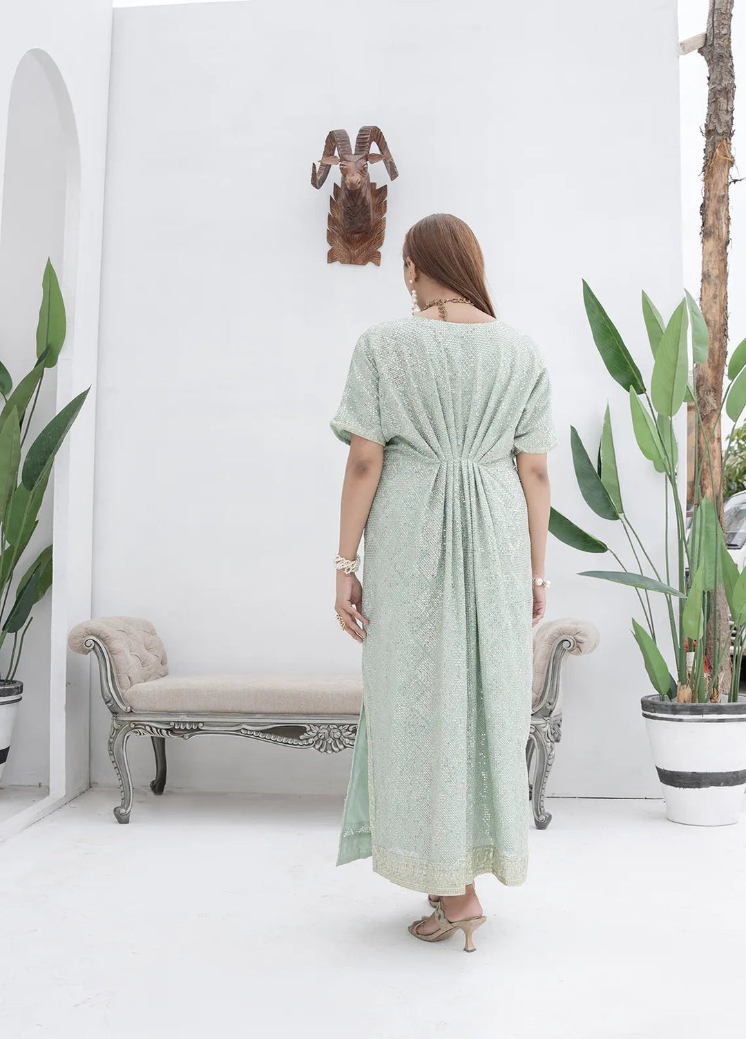 Manahils Pret Embroidered Chiffon 2 Piece Suit Wa 03-Pastel Green