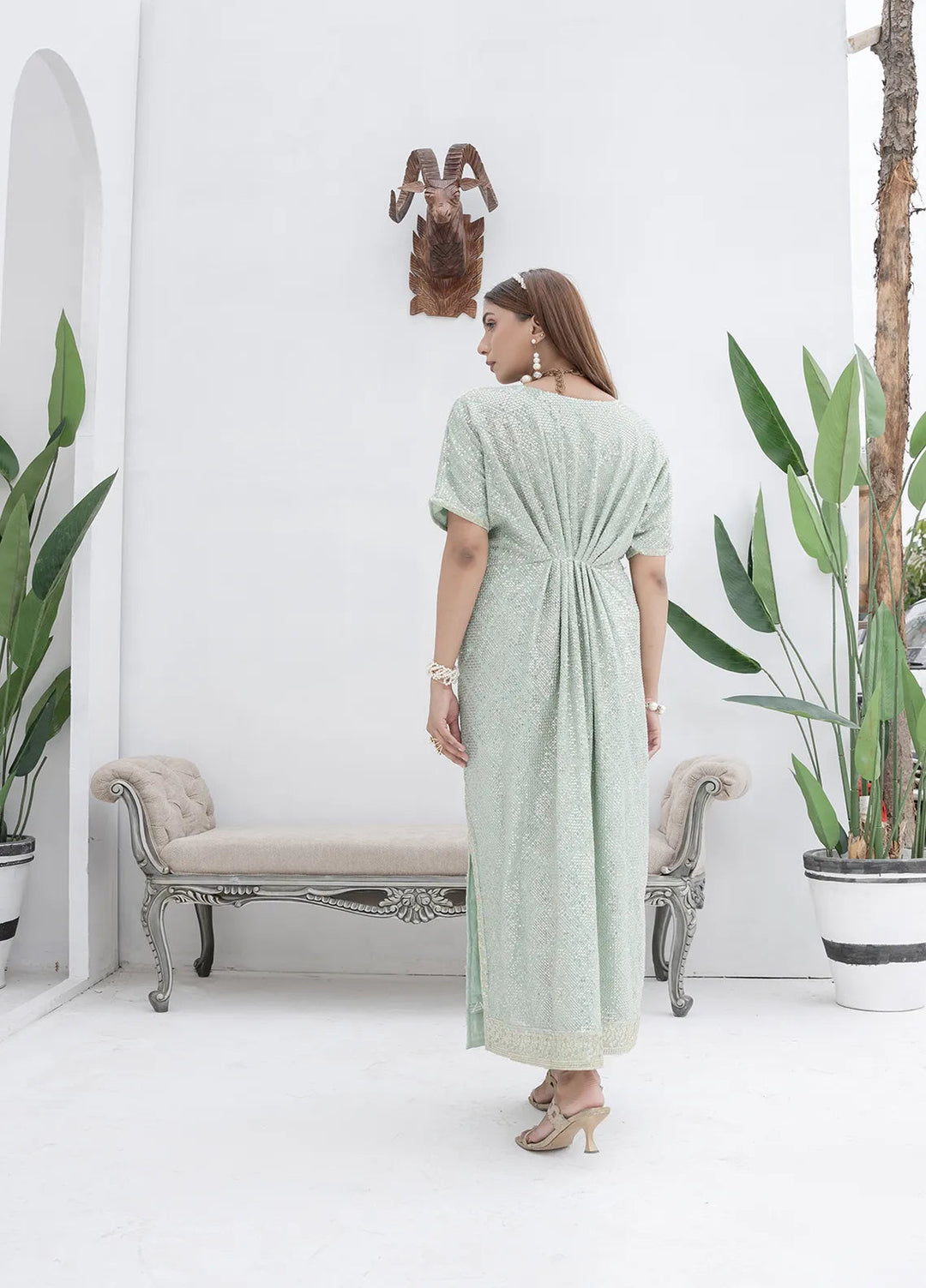 Manahils Pret Embroidered Chiffon 2 Piece Suit Wa 03-Pastel Green