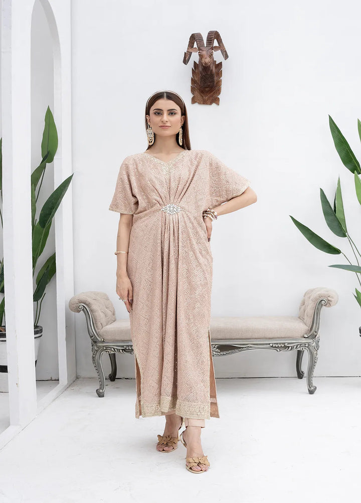 Manahils Pret Embroidered Chiffon 2 Piece Suit Wa 03-Peach
