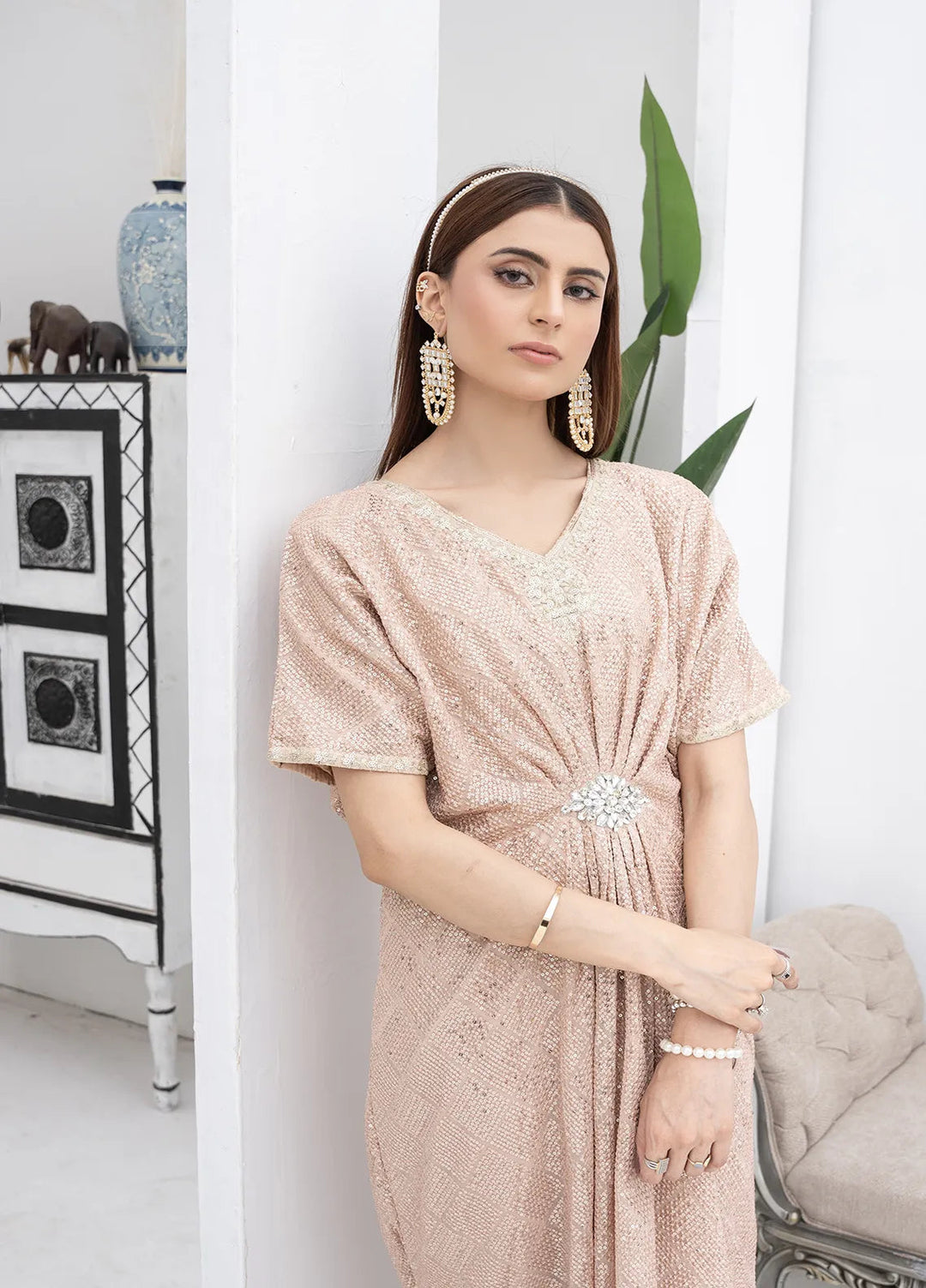 Manahils Pret Embroidered Chiffon 2 Piece Suit Wa 03-Peach