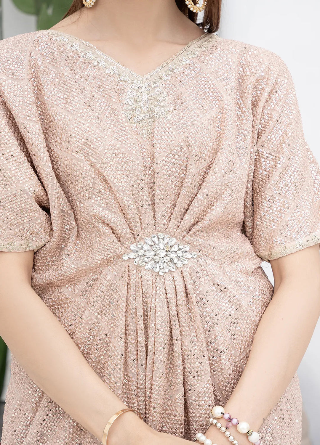 Manahils Pret Embroidered Chiffon 2 Piece Suit Wa 03-Peach