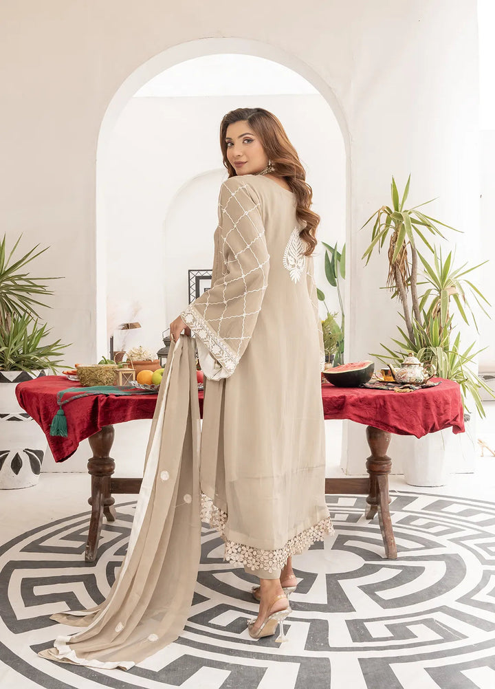 Manahils Pret Embroidered Chiffon 3 Piece Suit WA 07 Beige