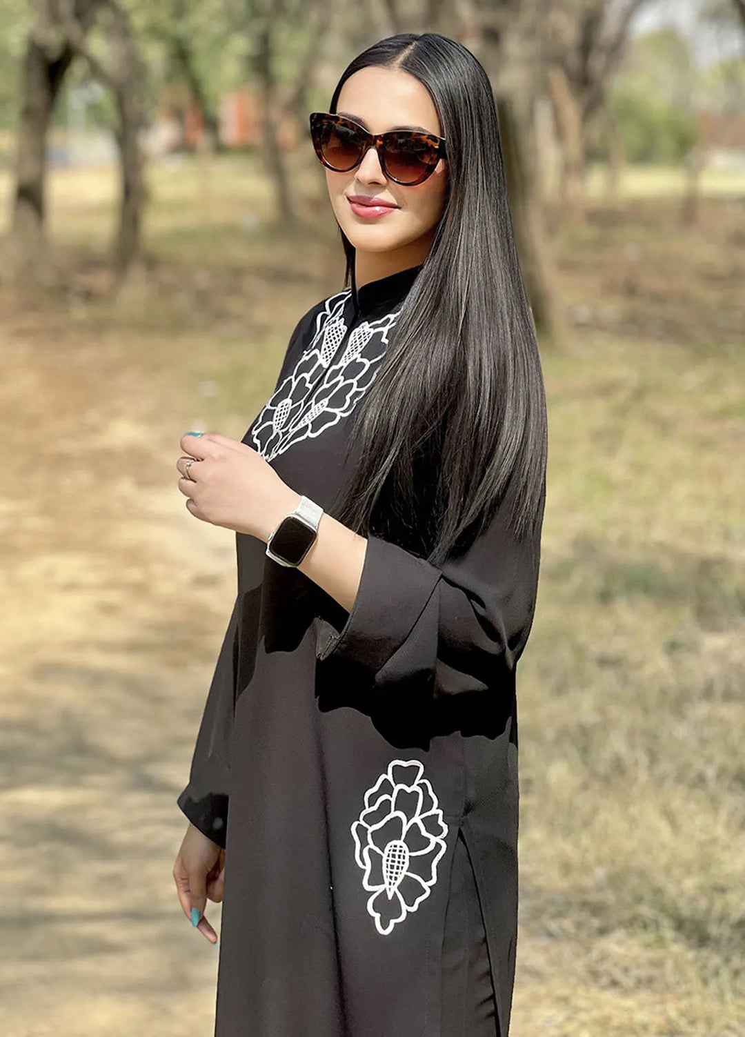 Manahils Pret Embroidered Georgette 2 Piece Suit Black Embroidered