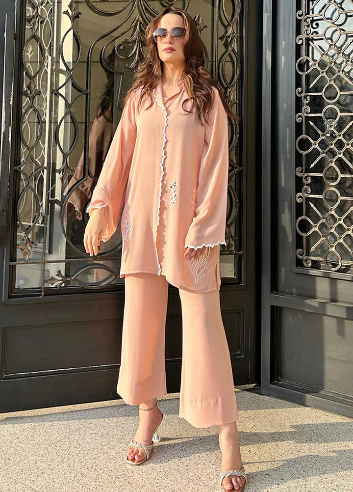 Manahils Pret Embroidered Georgette 2 Piece Suit Scallop