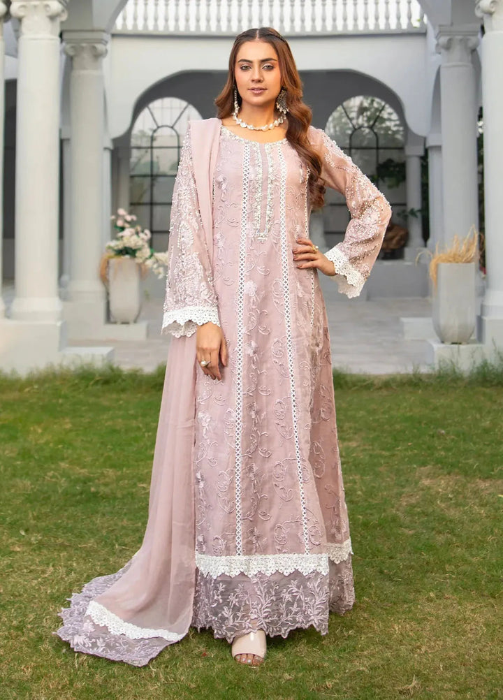 Manahils Pret Embroidered Khaddi Net 3 Piece Suit K-152-Lilac