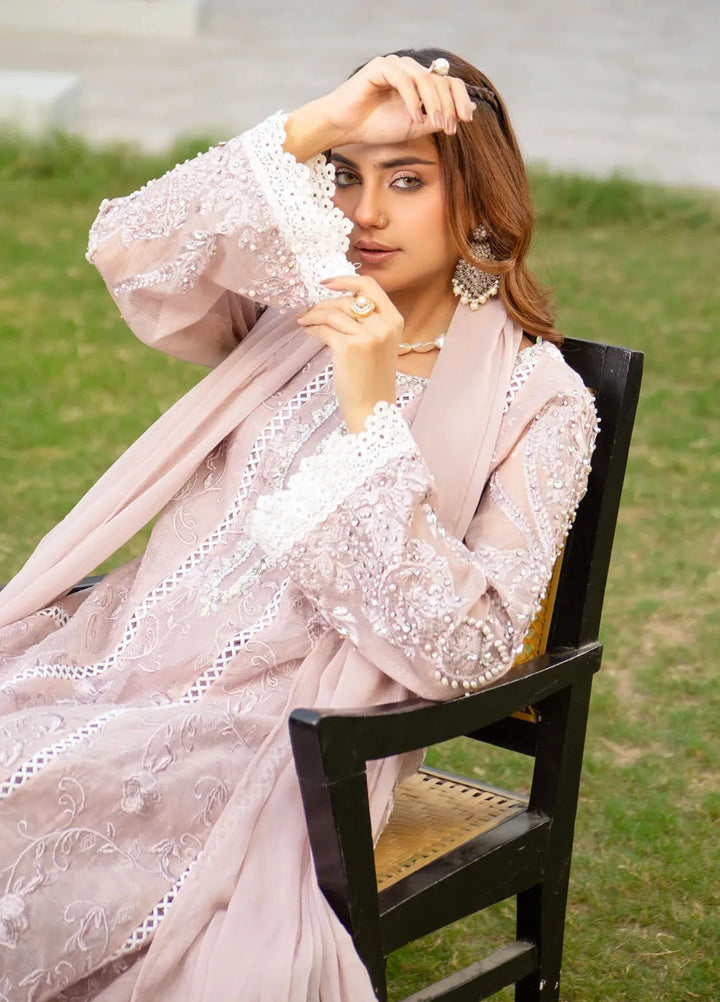 Manahils Pret Embroidered Khaddi Net 3 Piece Suit K-152-Lilac