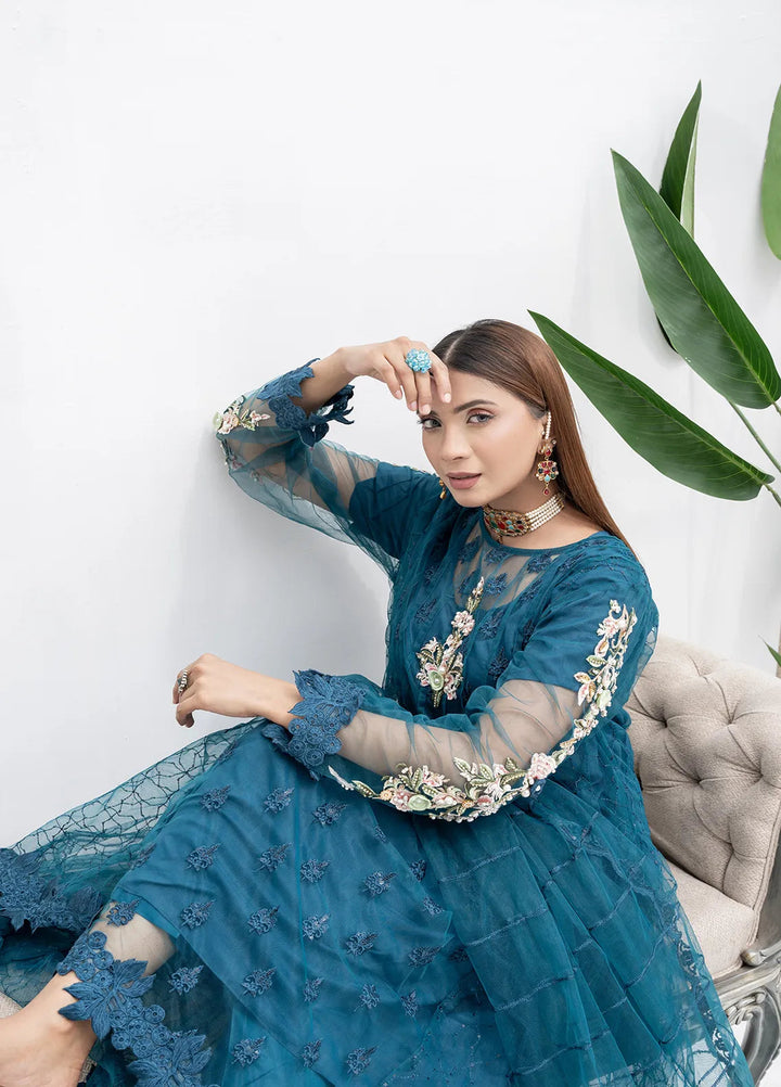 Manahils Pret Embroidered Net 2 Piece KURTI 084 Zinc