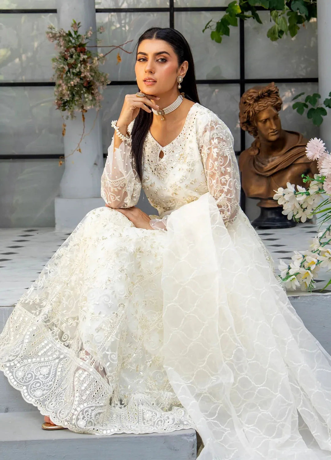 Manahils Pret Embroidered Net 3 Piece Suit K-157