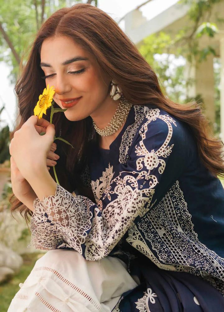 Manara Embroidered Lawn Suit Unstitched 3 Piece MNA24L ML-01 Sapphire - Luxury Collection