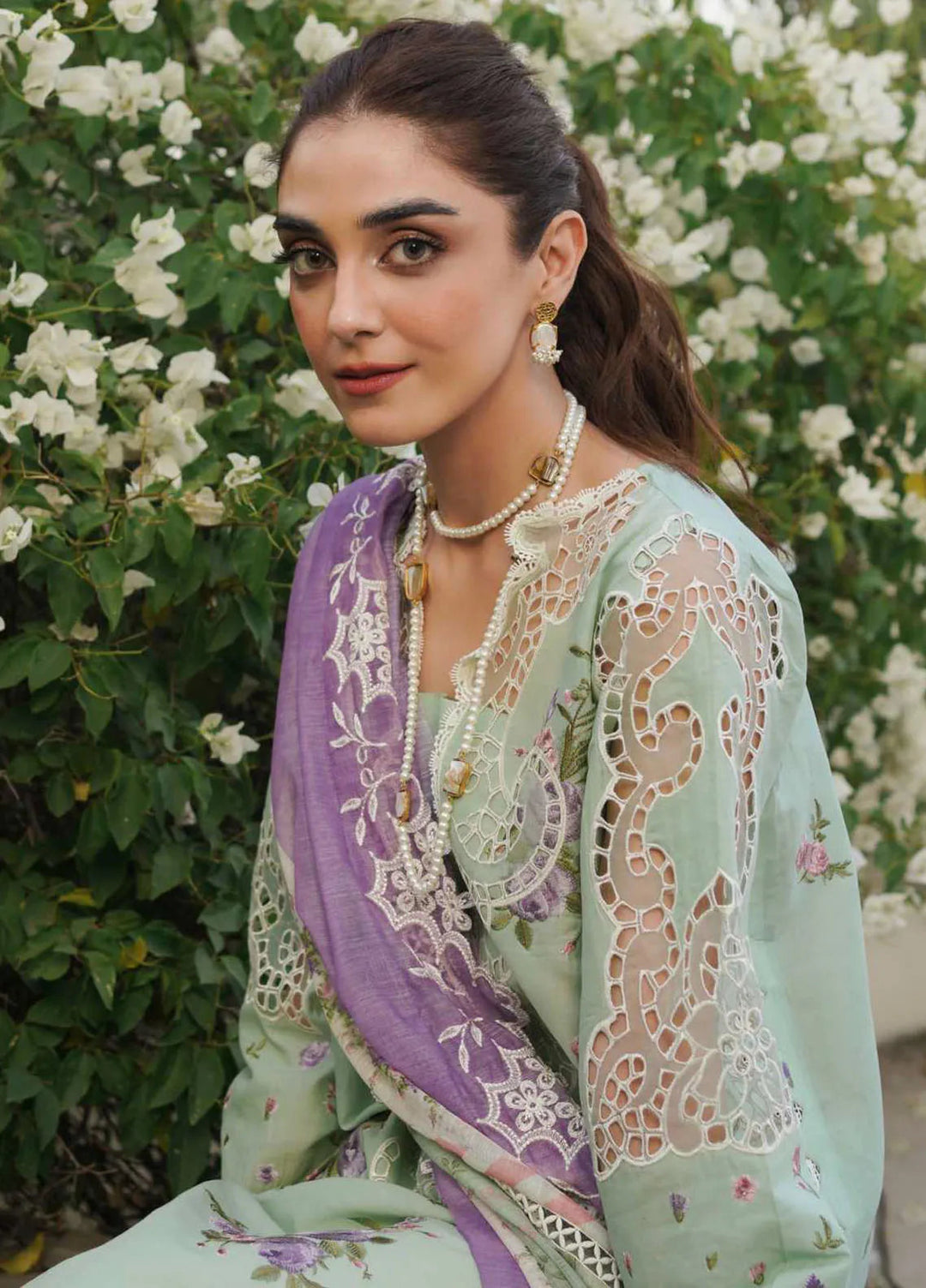 Manara Embroidered Lawn Suit Unstitched 3 Piece MNA24L ML-03 Amalia - Luxury Collection