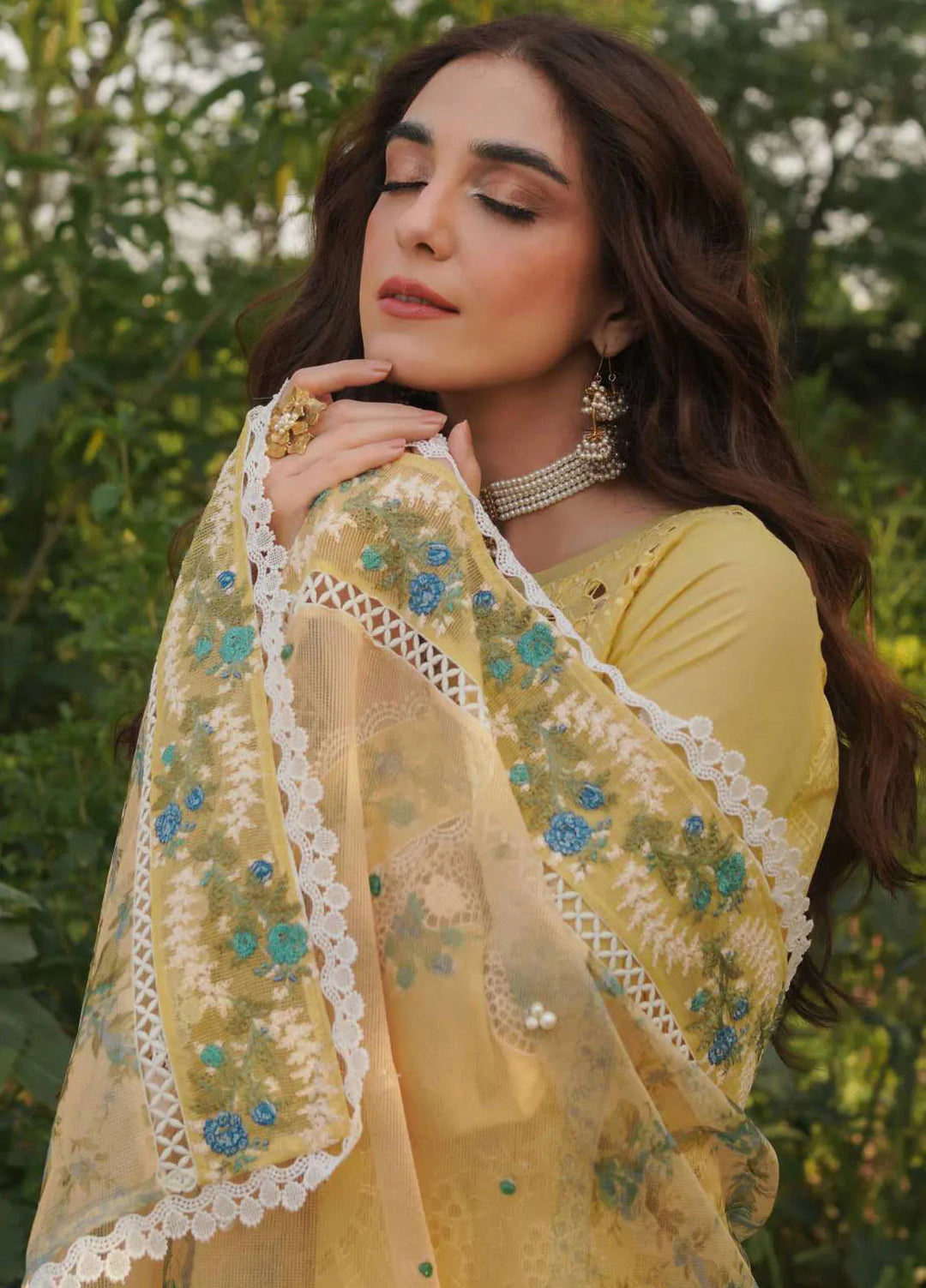 Manara Embroidered Lawn Suit Unstitched 3 Piece MNA24L ML-05 Nehaal - Luxury Collection