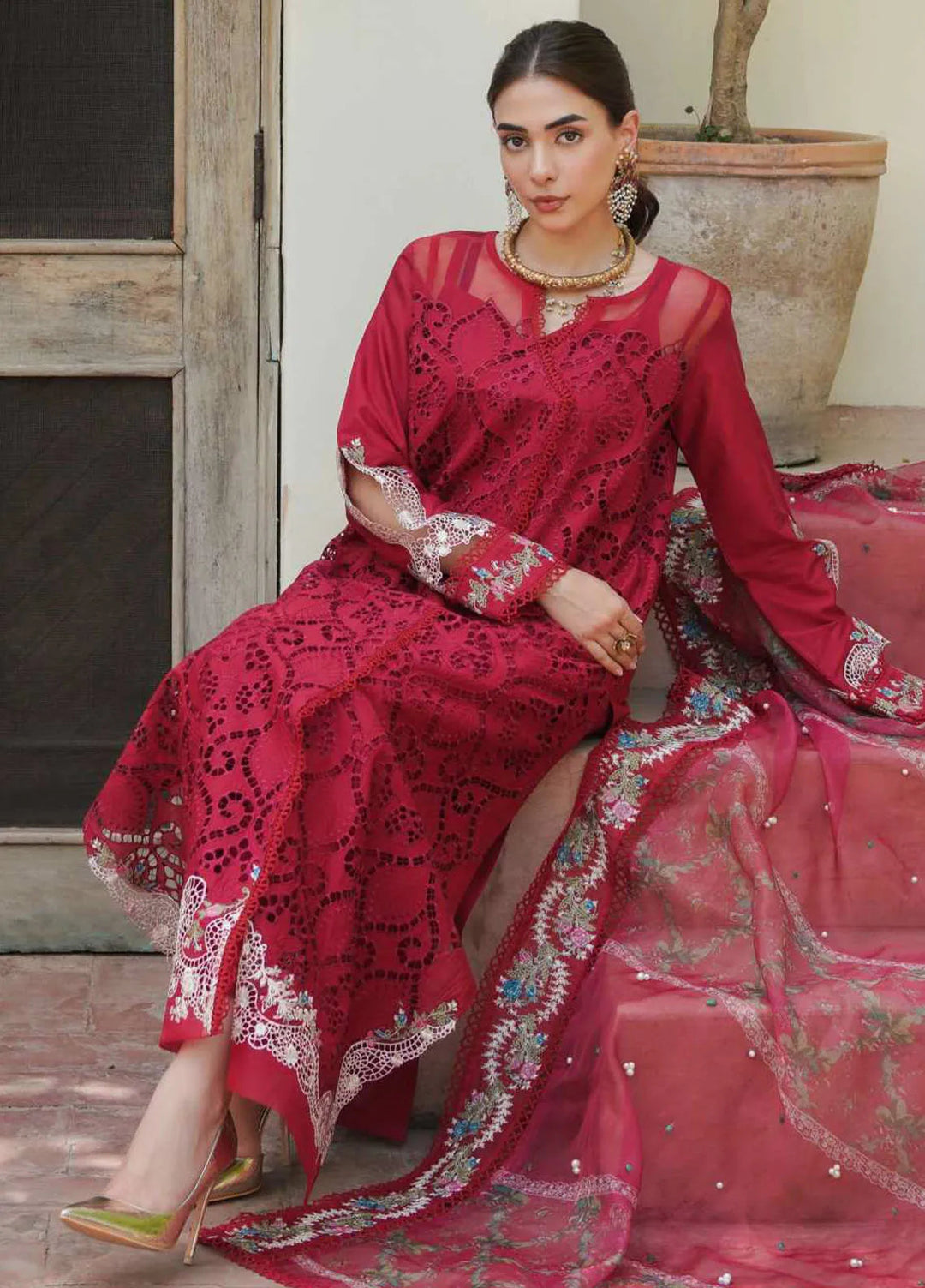 Manara Embroidered Lawn Suit Unstitched 3 Piece MNA24L ML-06 Mahay - Luxury Collection