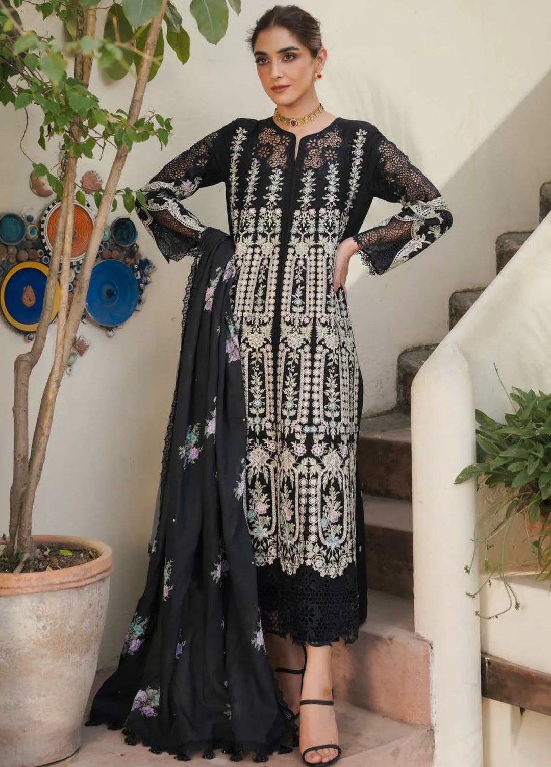 Manara Embroidered Lawn Suit Unstitched 3 Piece MNA24L ML-07 Pearl - Luxury Collection
