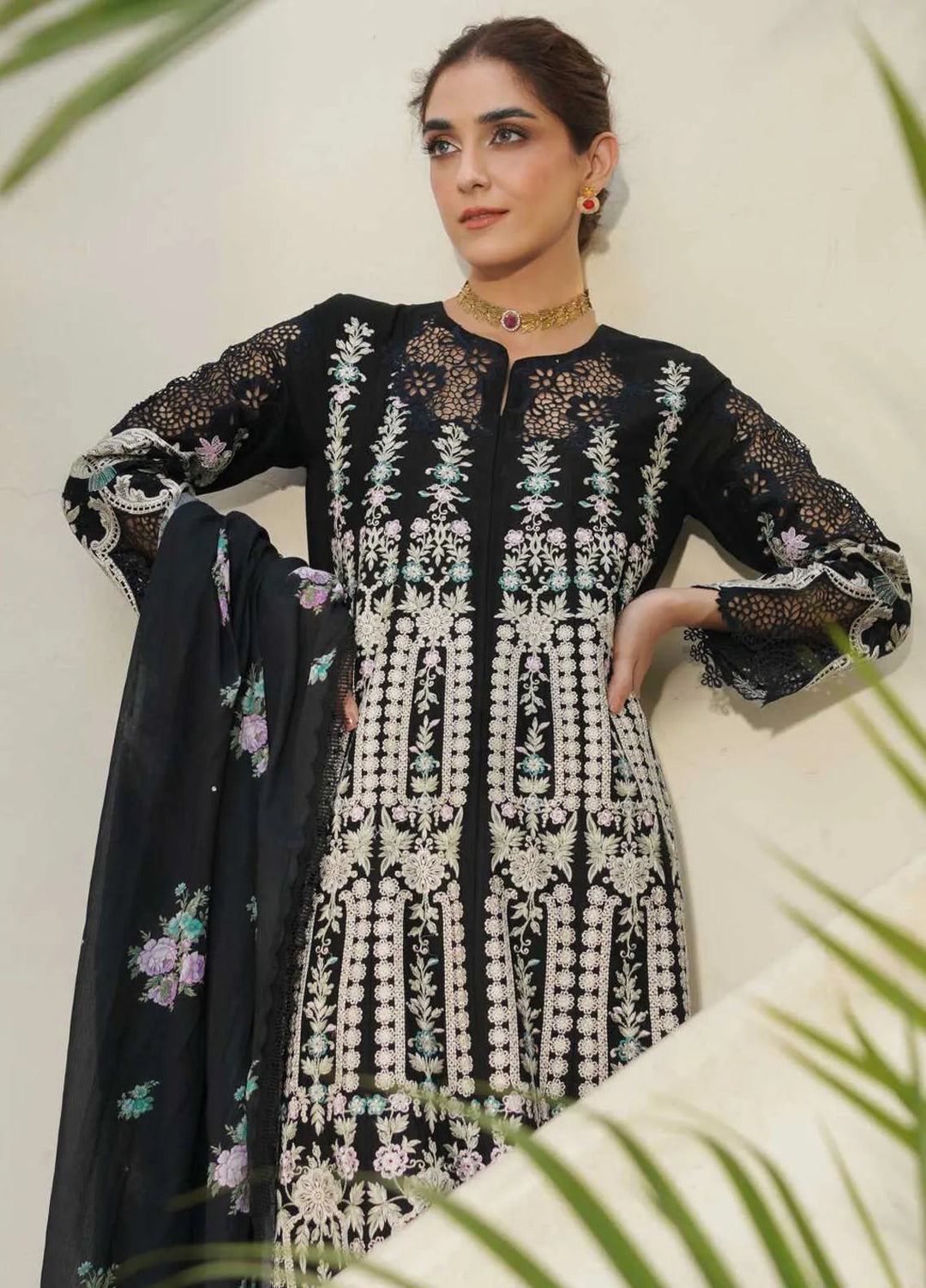 Manara Embroidered Lawn Suit Unstitched 3 Piece MNA24L ML-07 Pearl - Luxury Collection