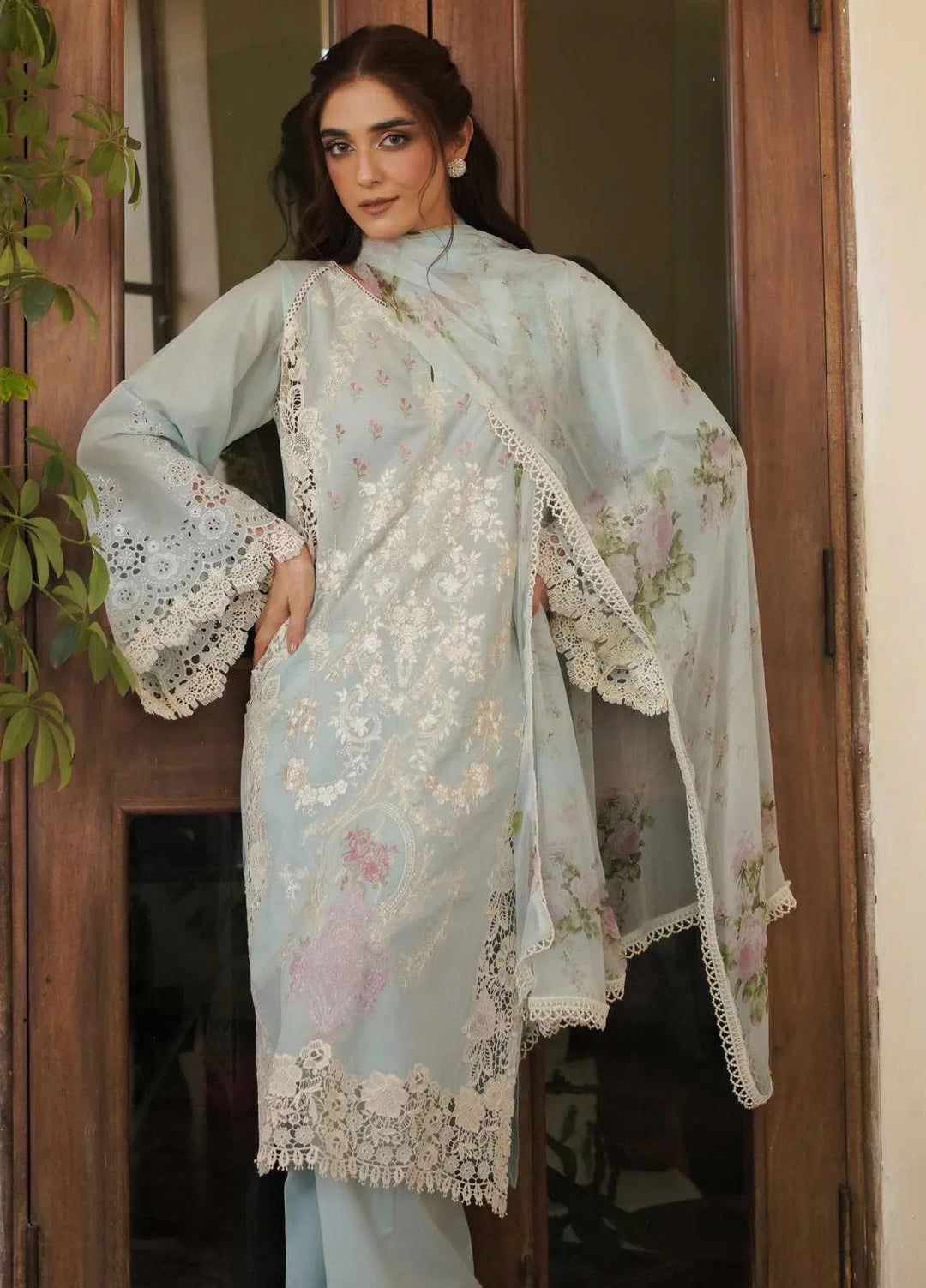 Manara Embroidered Lawn Suit Unstitched 3 Piece MNA24L ML-10 Parishay - Luxury Collection