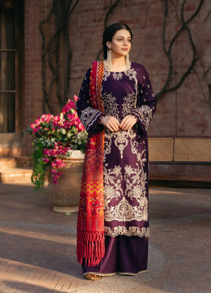 Manara Embroidered Twill linen Suit Unstitched 3 Piece MNA24LW LW-06 Kalamkar - Winter Collection