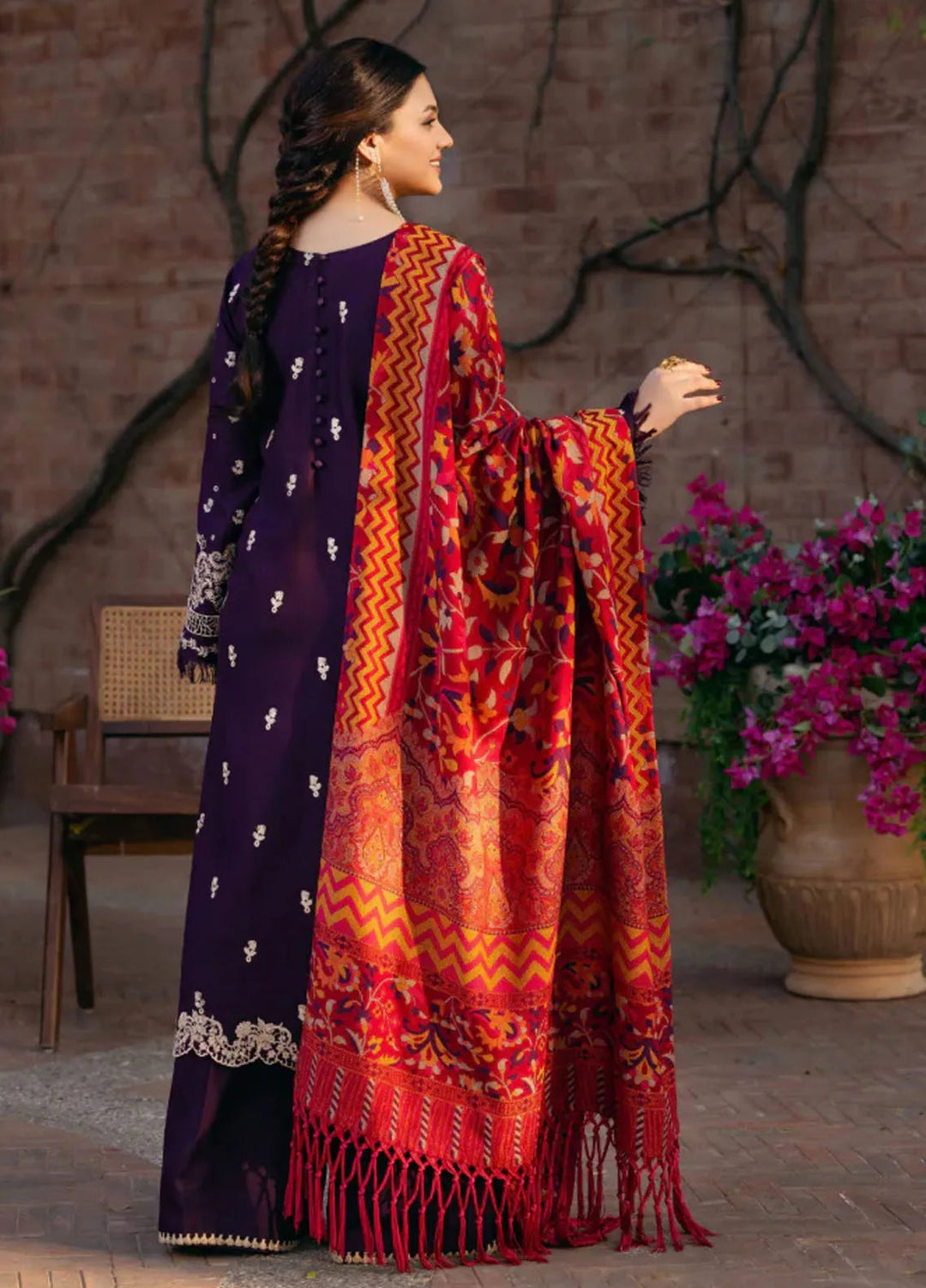 Manara Embroidered Twill linen Suit Unstitched 3 Piece MNA24LW LW-06 Kalamkar - Winter Collection