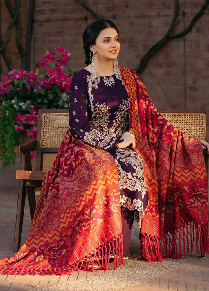 Manara Embroidered Twill linen Suit Unstitched 3 Piece MNA24LW LW-06 Kalamkar - Winter Collection