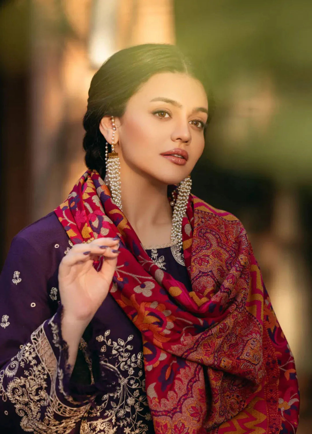 Manara Embroidered Twill linen Suit Unstitched 3 Piece MNA24LW LW-06 Kalamkar - Winter Collection