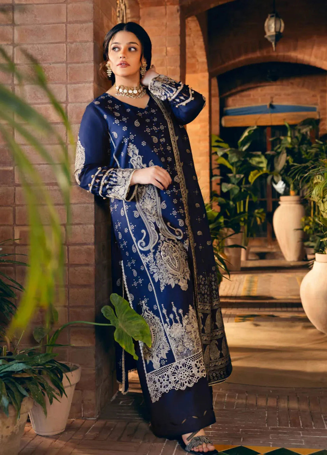 Manara Embroidered Twill linen Suit Unstitched 3 Piece MNA24LW LW-08 Aari - Winter Collection