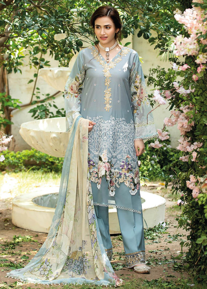 Manara Embroidered Lawn Suits Unstitched 3 Piece MNA21K 04 PASTLE PROMISES - Luxury Collection